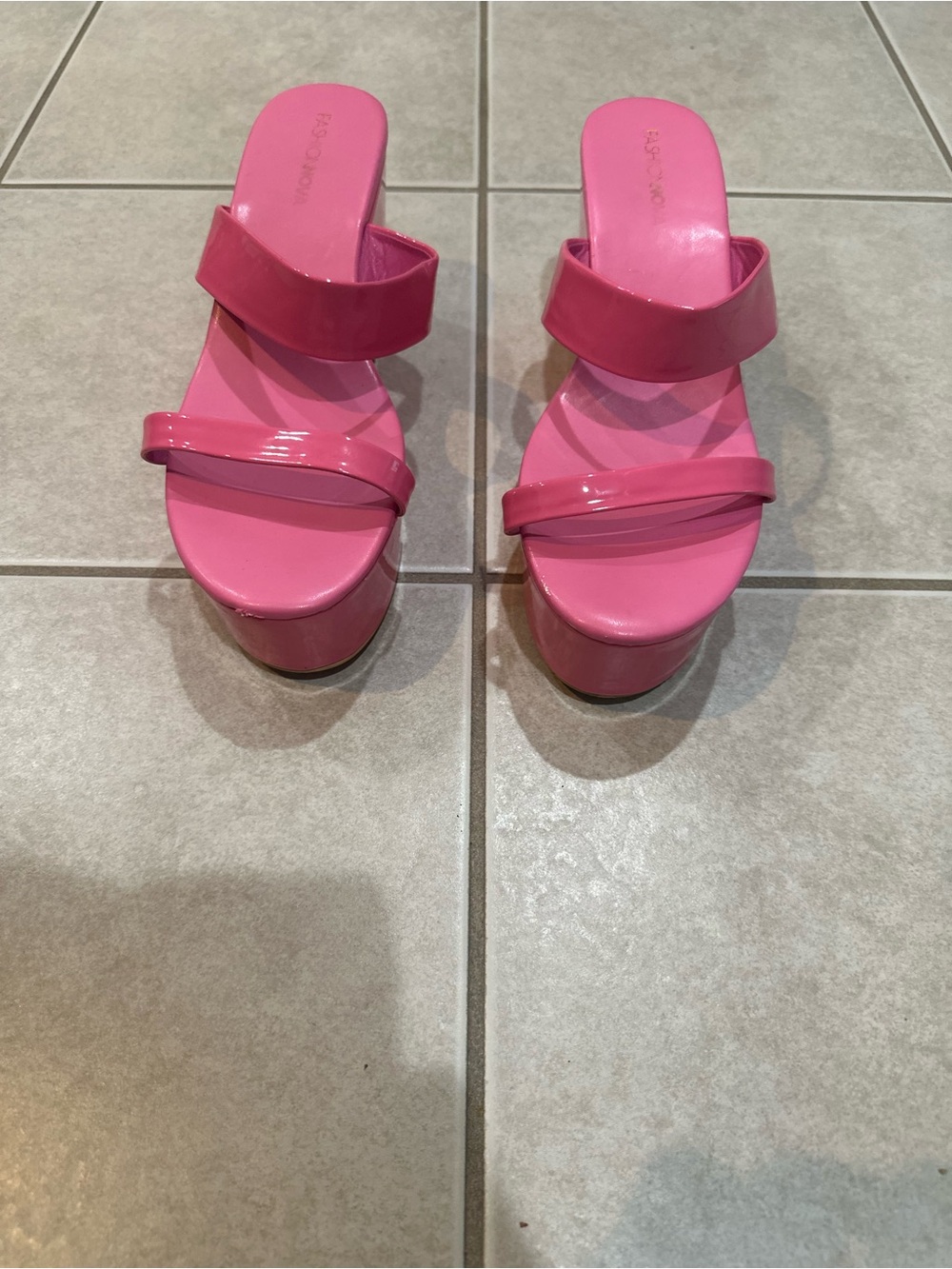 Fashion Nova Hot Pink Platform Slide Sandals